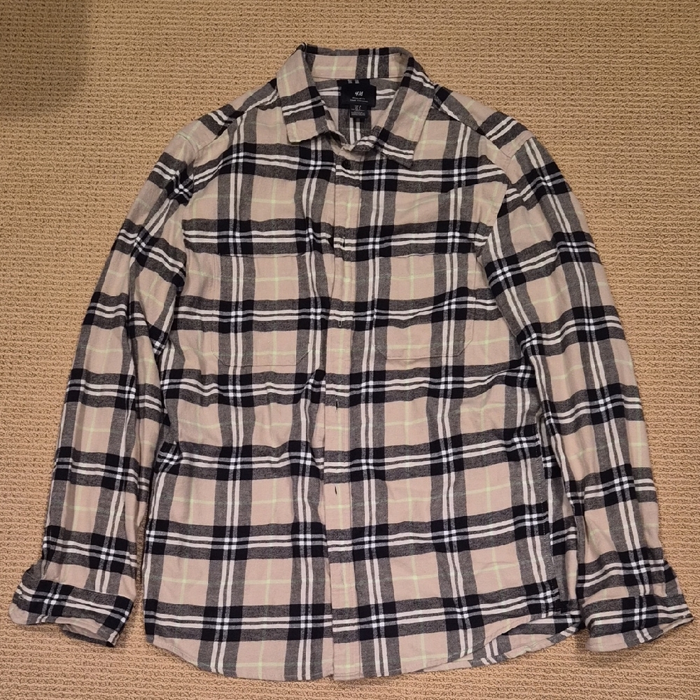 H&M Checkered Shirt in Black, White, and Tan